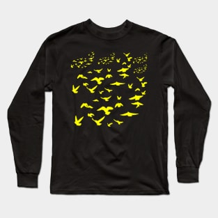 Everybirdy Golder Birds Pattern Long Sleeve T-Shirt